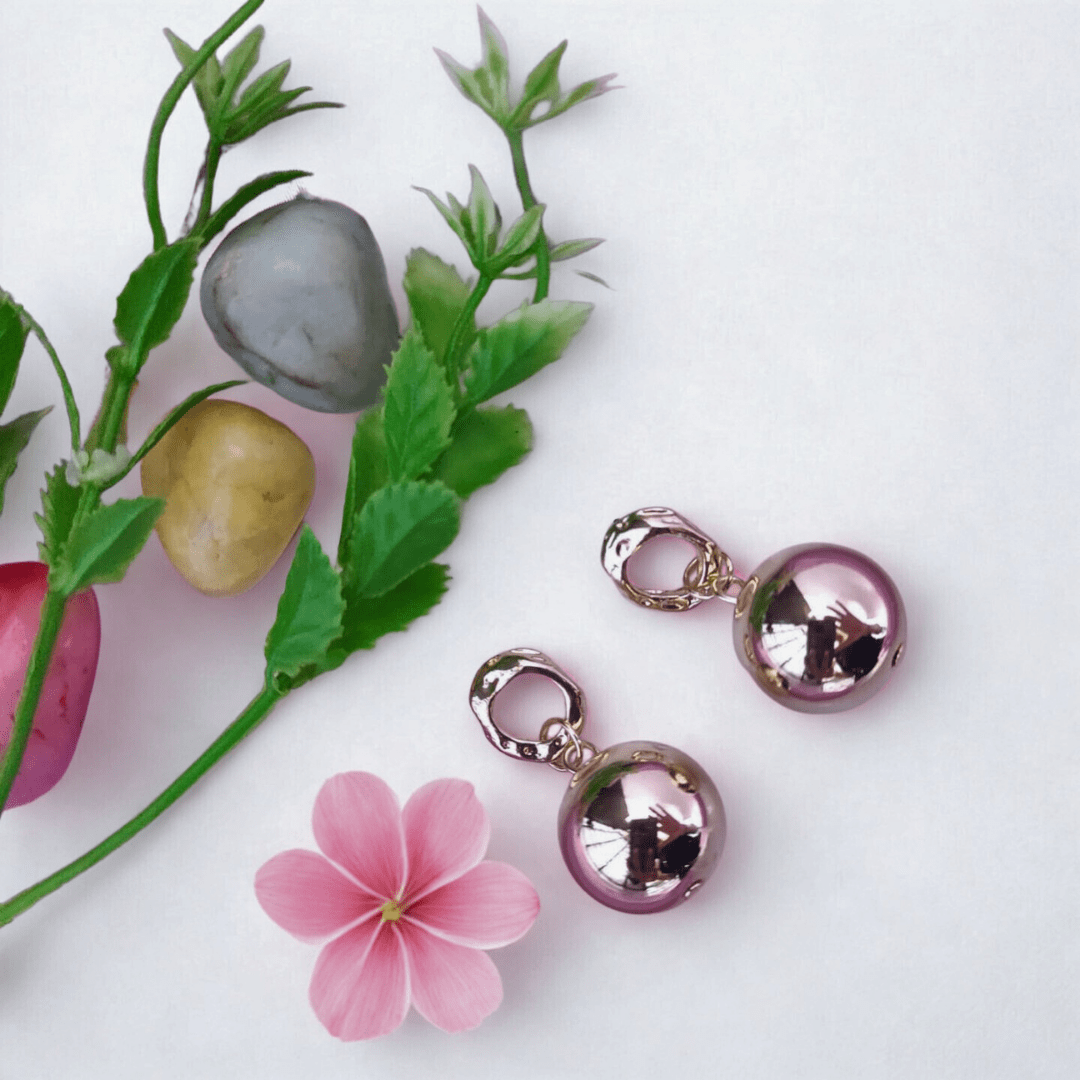 Anti - Tarnish Gold Polish Ball Drop Earrings - Glossy Spherical Statement Earrings for Women - Bellavera Jewels