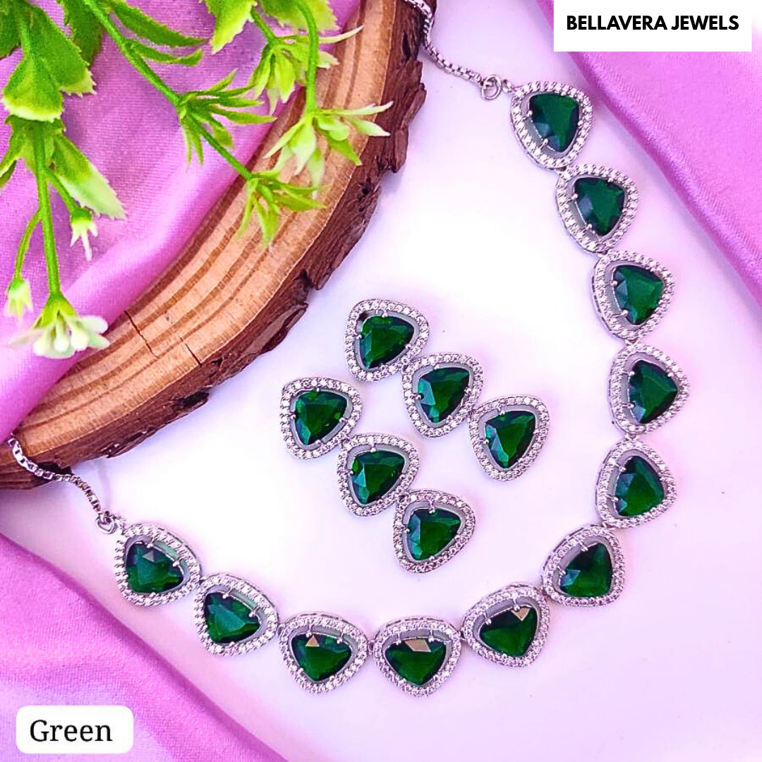 BoldHeartstoneNecklaceSet-GREEN-ADNeck8527