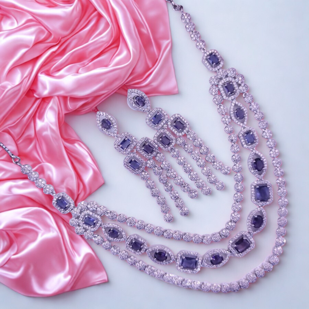 BridalGrandAmericanDiamondNecklaceSet-PURPLE-ADNeck8919