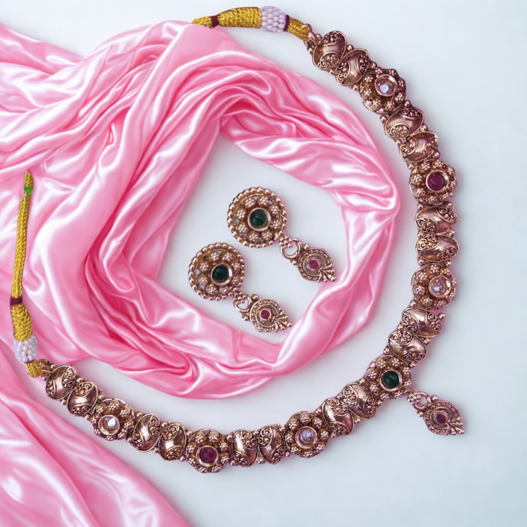 ColorfulNecklaceSetinAntiqueGold-RN71