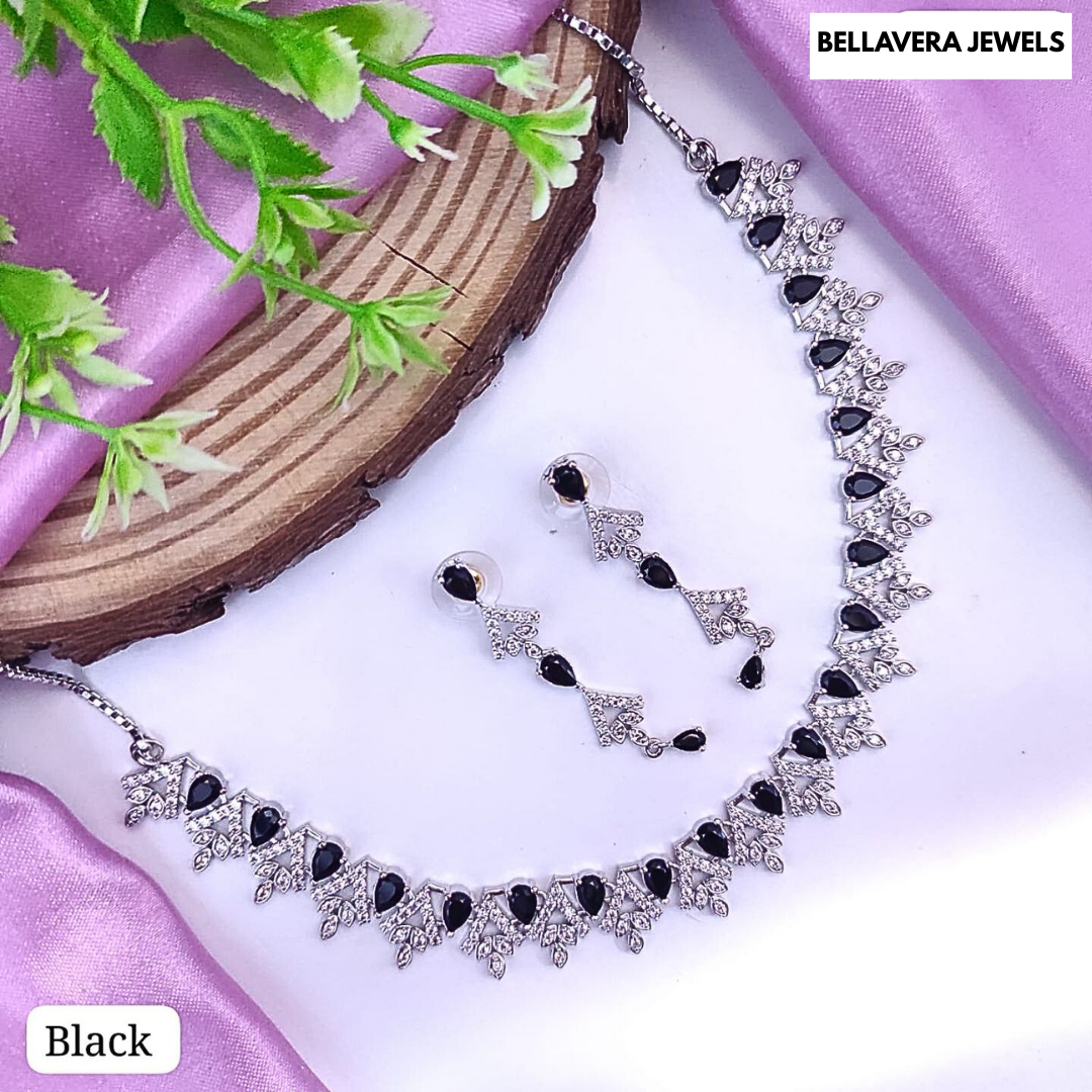 Designer Necklace Set with Sparkling Teardrop Stones