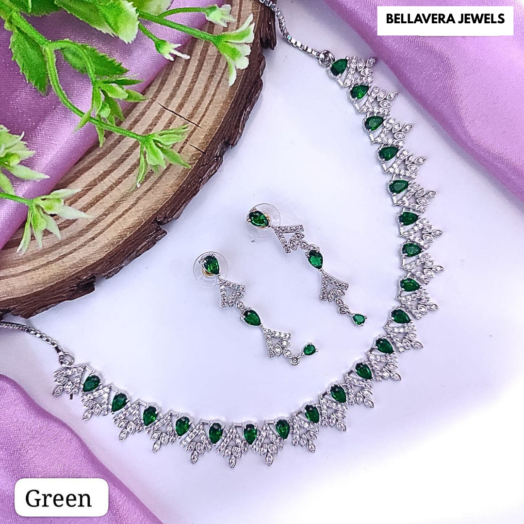 Designer Necklace Set with Sparkling Teardrop Stones