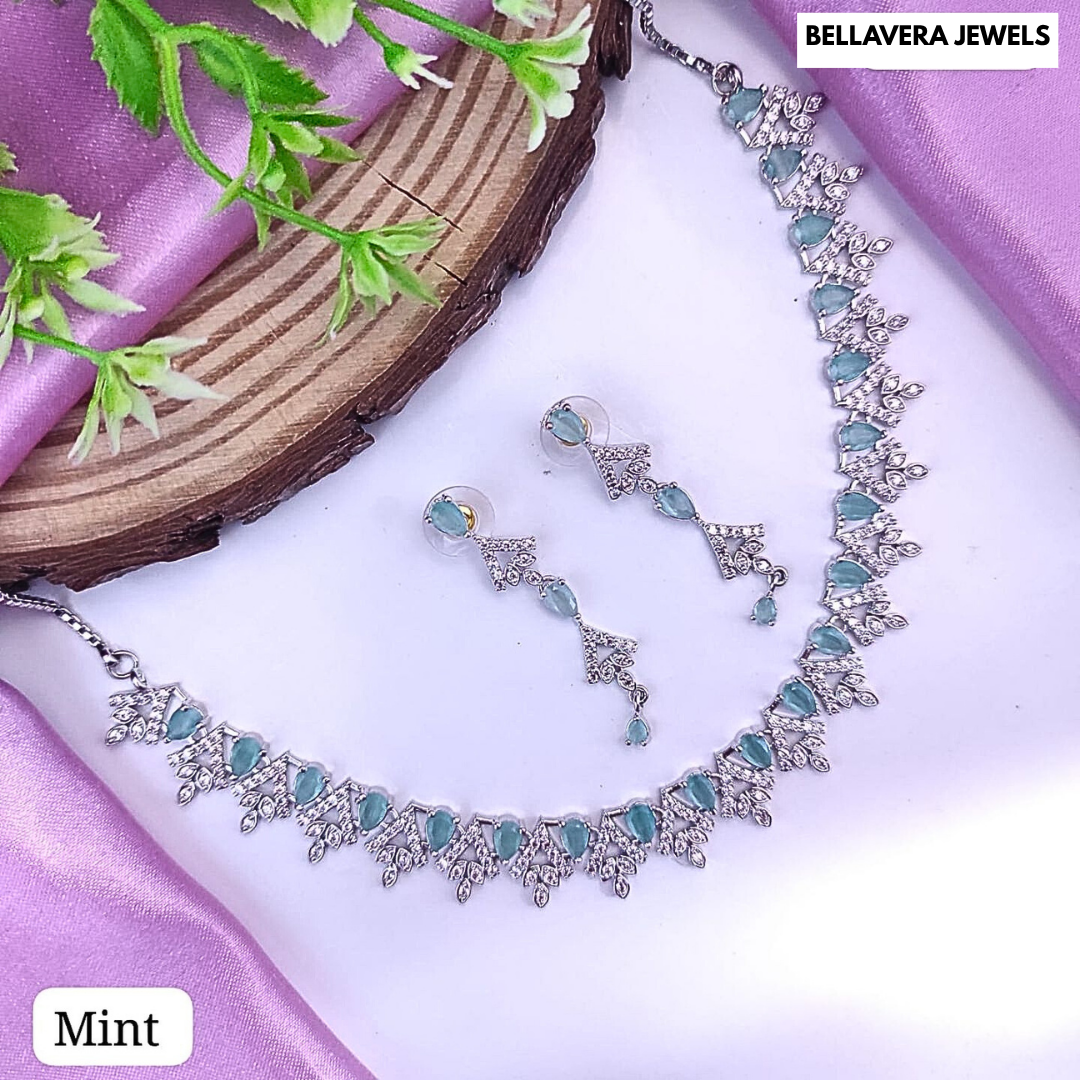 Designer Necklace Set with Sparkling Teardrop Stones
