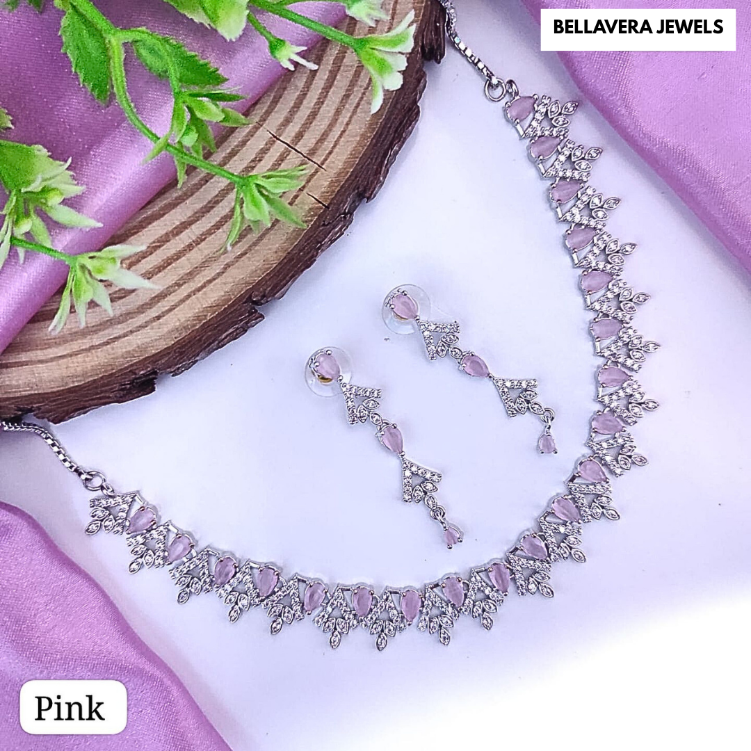 Designer Necklace Set with Sparkling Teardrop Stones