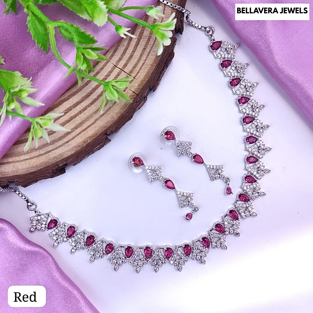 Designer Necklace Set with Sparkling Teardrop Stones