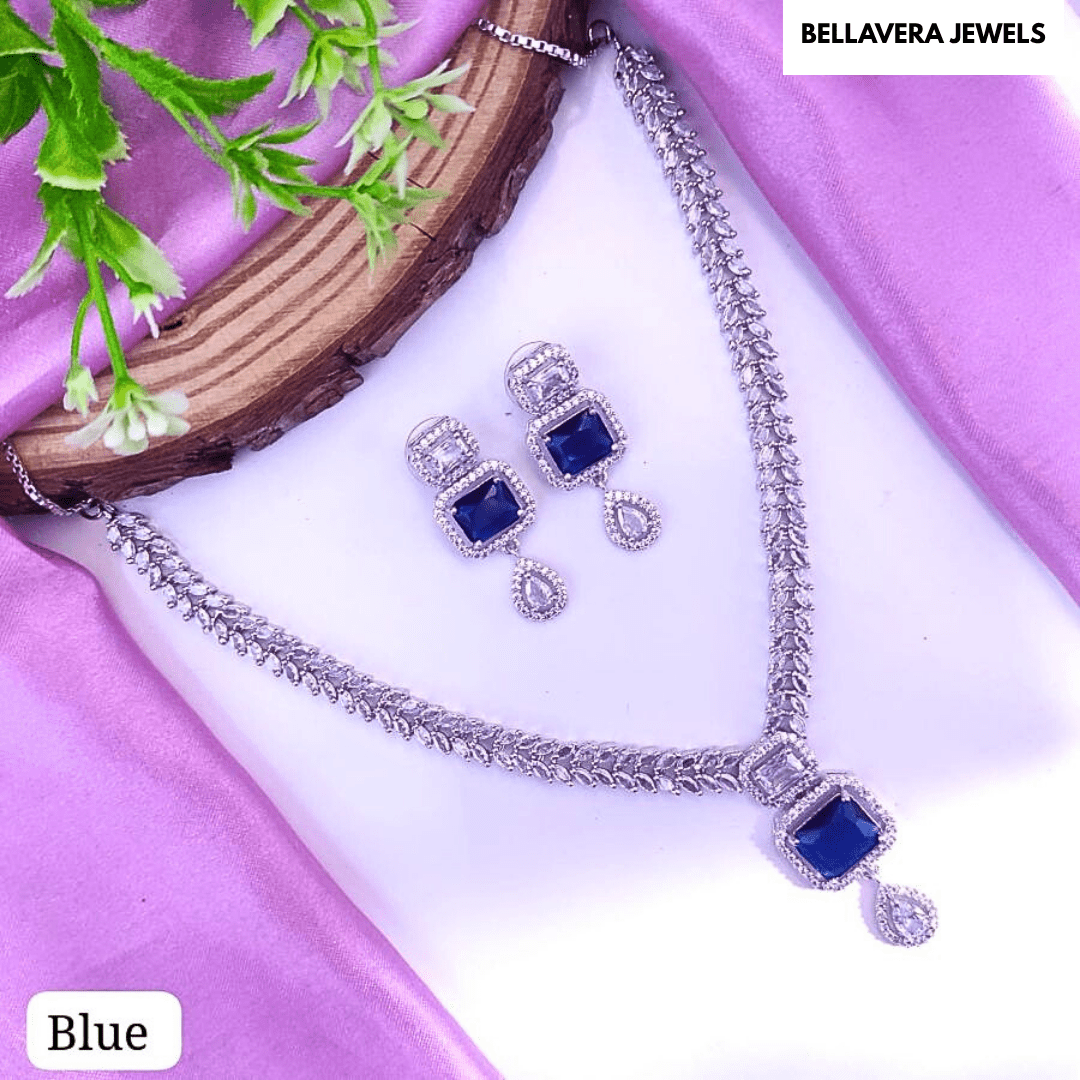 Elegant American Diamond Necklace Set - Bellavera Jewels