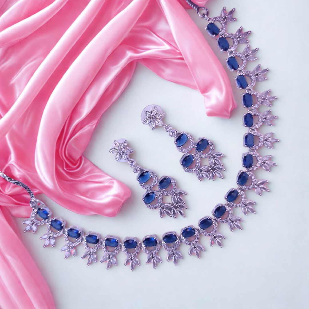 ElegantAmericanDiamondNecklaceSet-BLUE-ADNeck9027