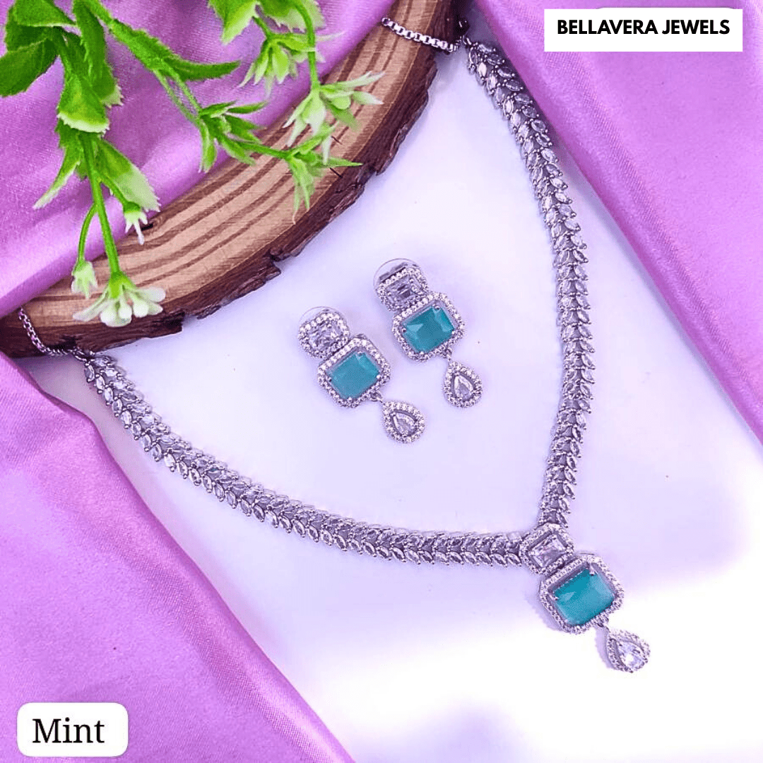 Elegant American Diamond Necklace Set - Bellavera Jewels