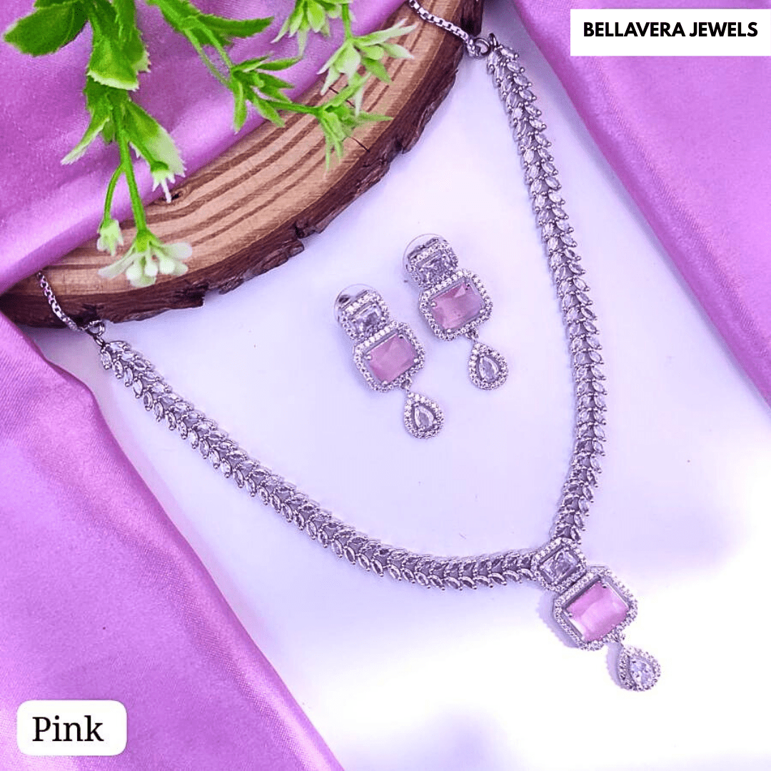 Elegant American Diamond Necklace Set - Bellavera Jewels