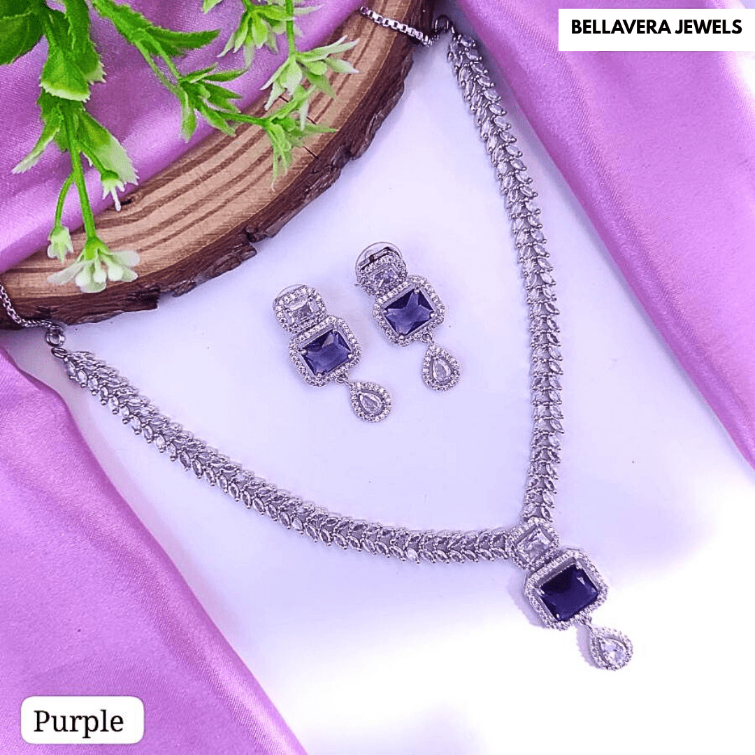 Elegant American Diamond Necklace Set - Bellavera Jewels