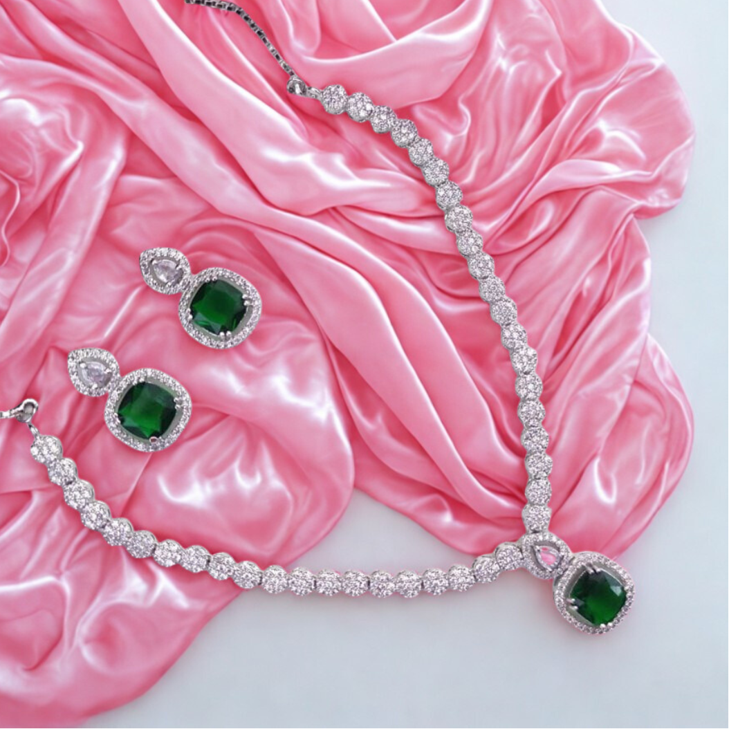 ElegantCushion-CutStoneNecklace_EarringSet-GREEN-ADNeck9470