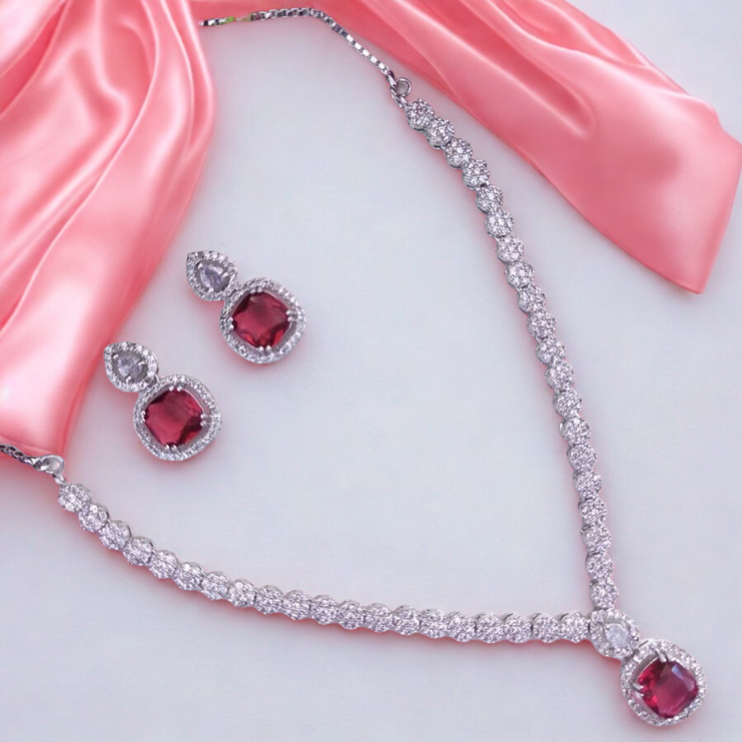 ElegantCushion-CutStoneNecklace_EarringSet-RED-ADNeck9474