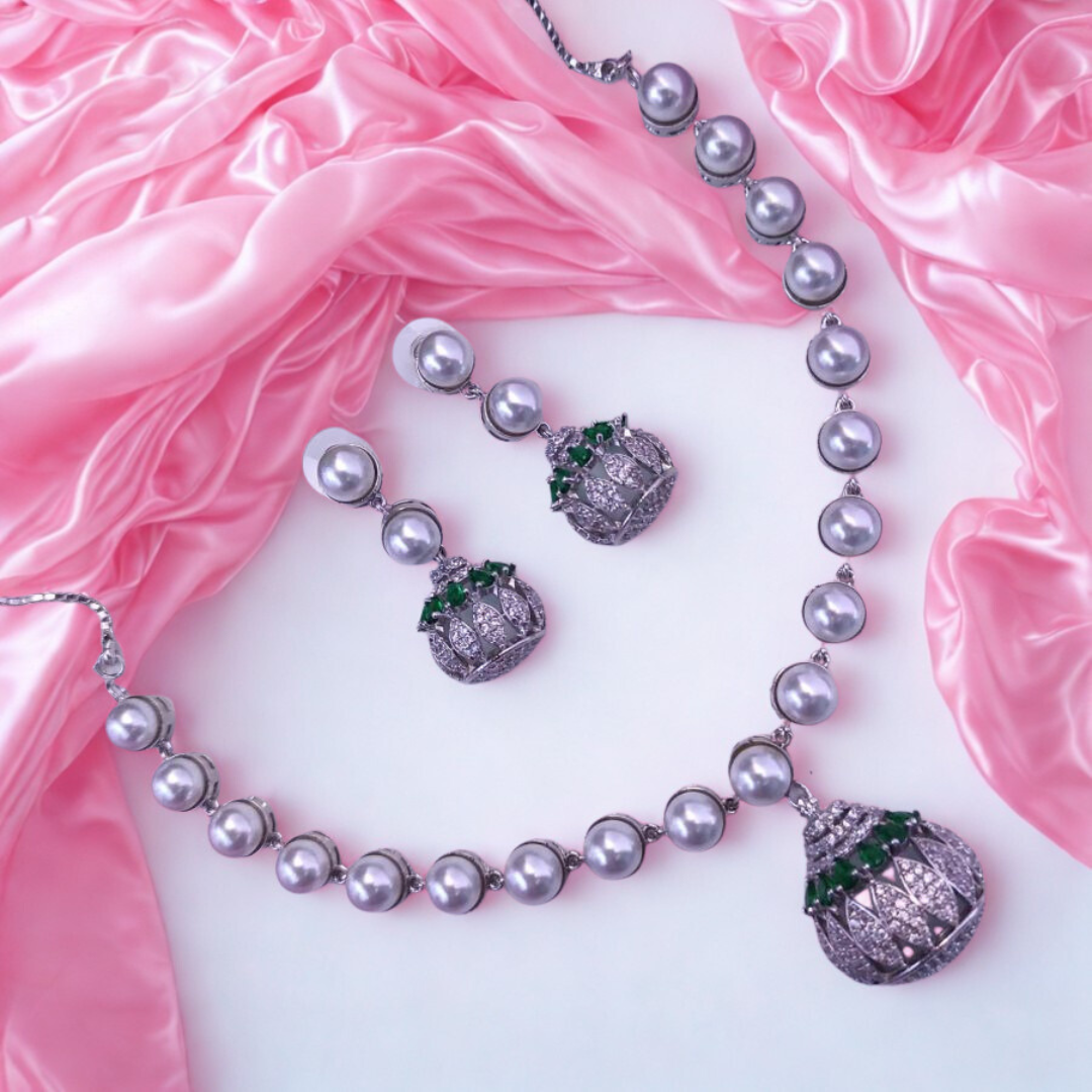 ElegantPearl_CZPendantNecklaceSet-GREEN-ADNeck9486