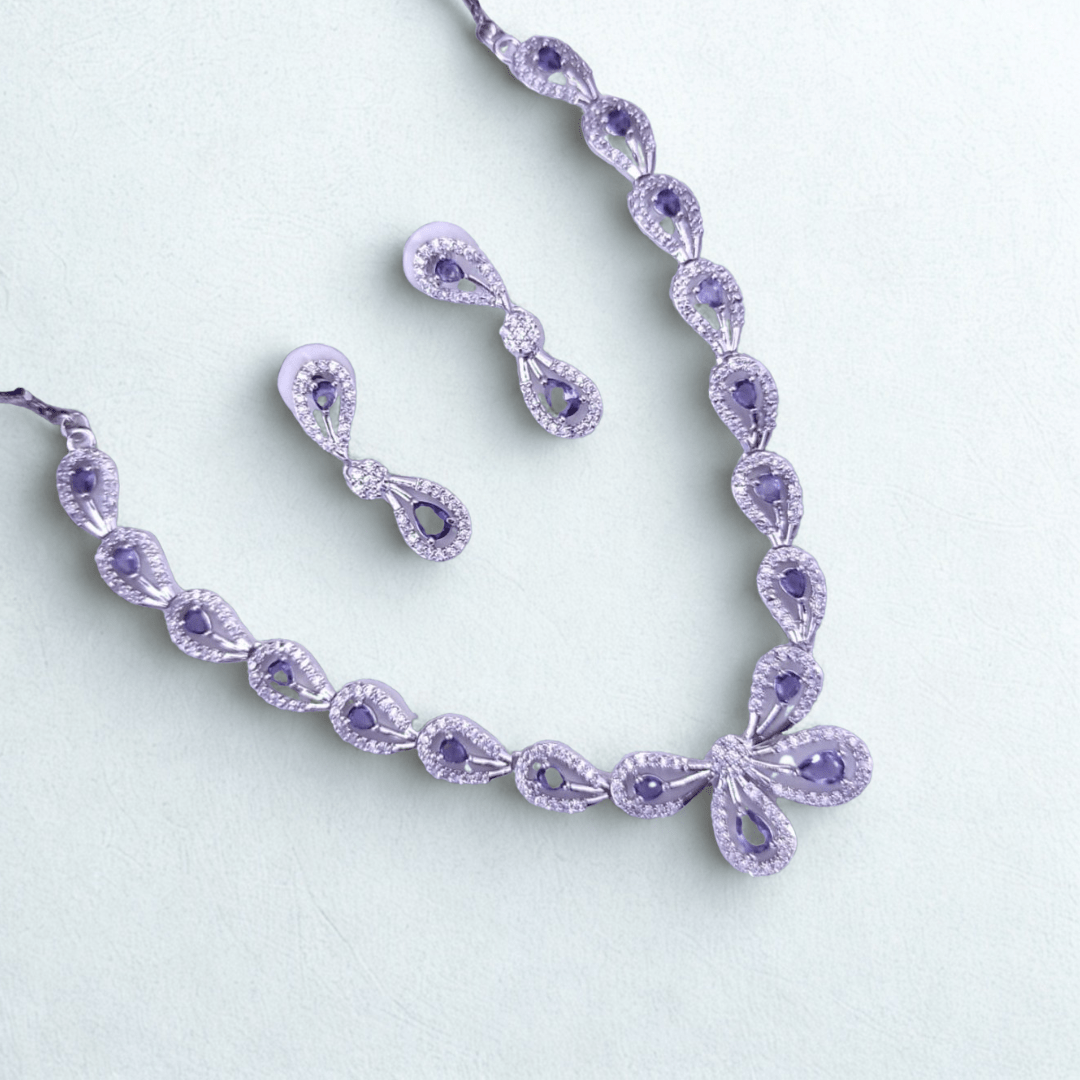 Elegant Stone AD Necklace Set – Tear Drop Design for Weddings & Parties - Bellavera Jewels