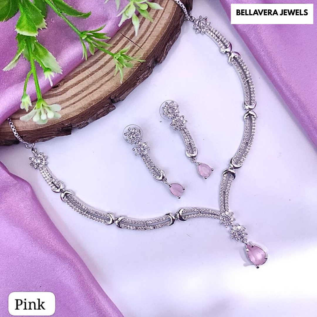 ElegantTear-DropPendantNecklaceSet-PINK-ADNeck8668