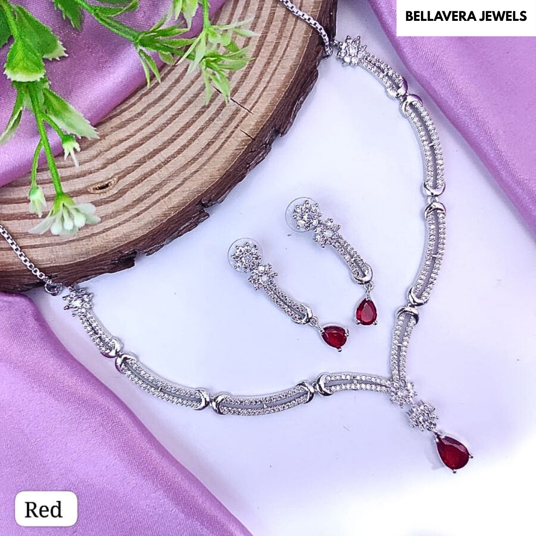 ElegantTear-DropPendantNecklaceSet-RED-ADNeck8667