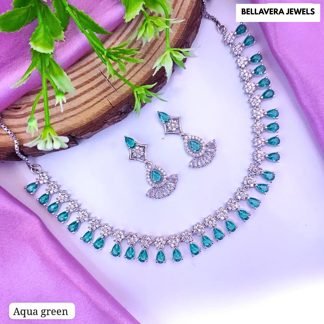 ElegantTeardropNecklaceSet-AQUAGREEN-ADNeck8525