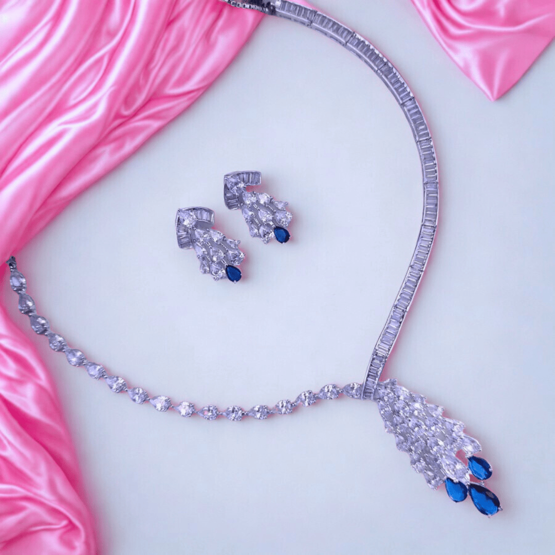 Modern American Diamond Necklace Set - Bellavera Jewels