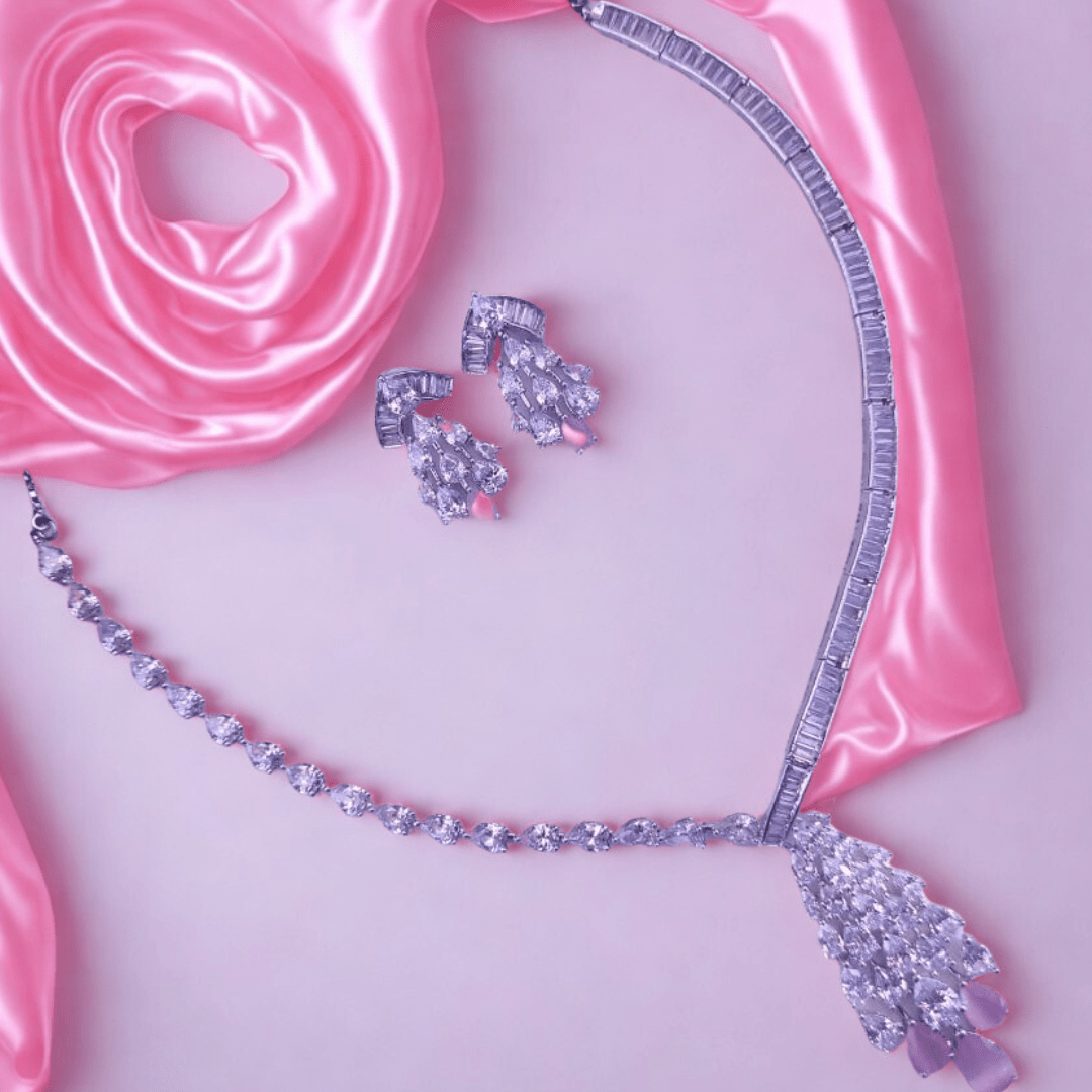 Modern American Diamond Necklace Set - Bellavera Jewels