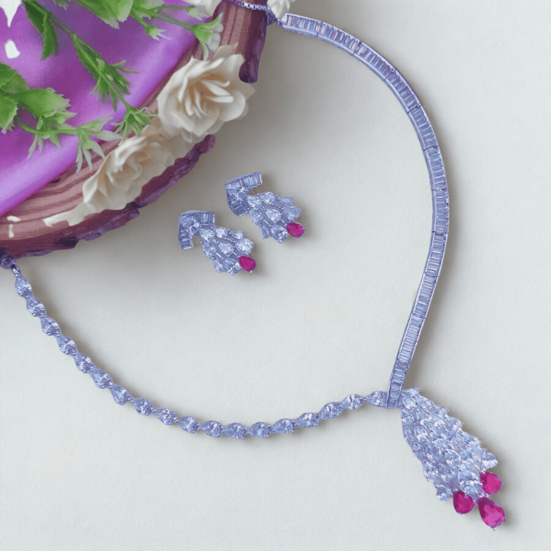 Modern American Diamond Necklace Set - Bellavera Jewels