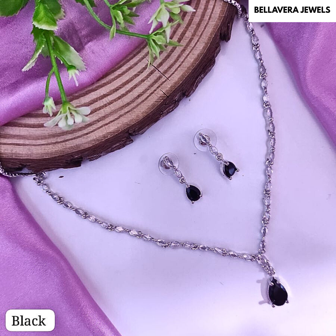 ModernRadianceDropPendantADNecklaceSet-BLACK-ADNeck8646