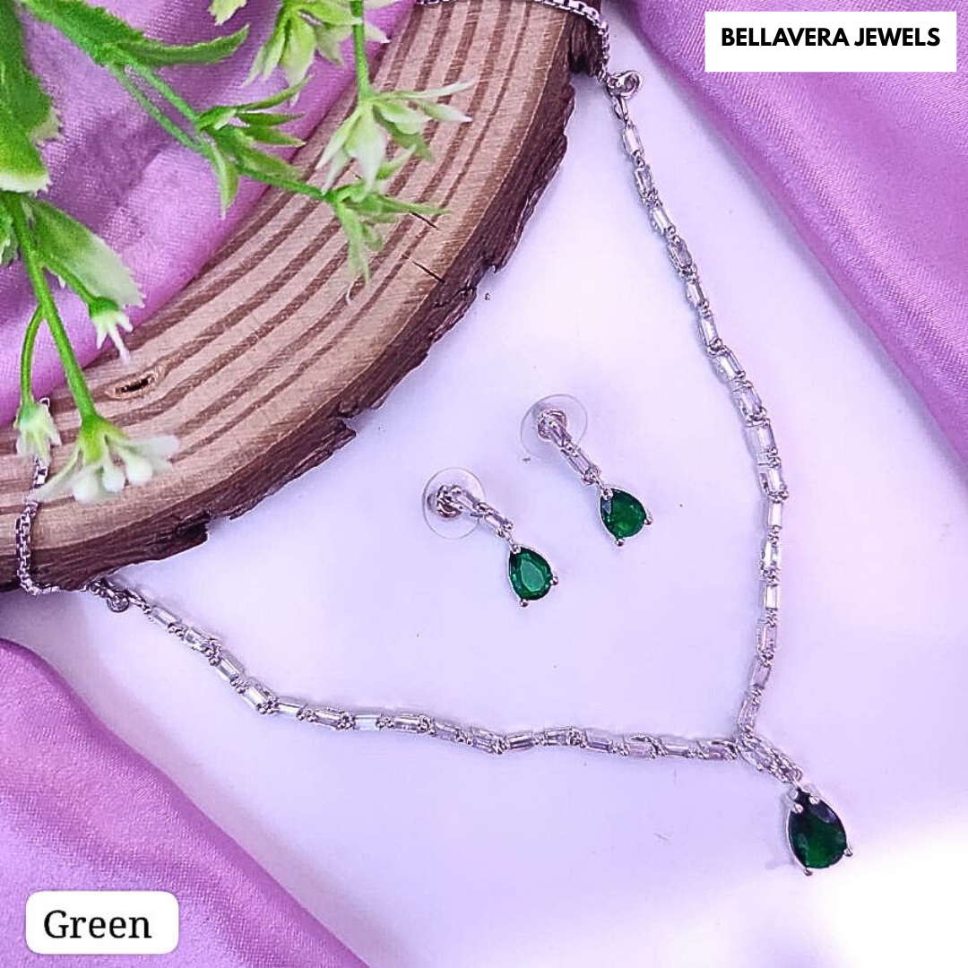 ModernRadianceDropPendantADNecklaceSet-GREEN-ADNeck8641