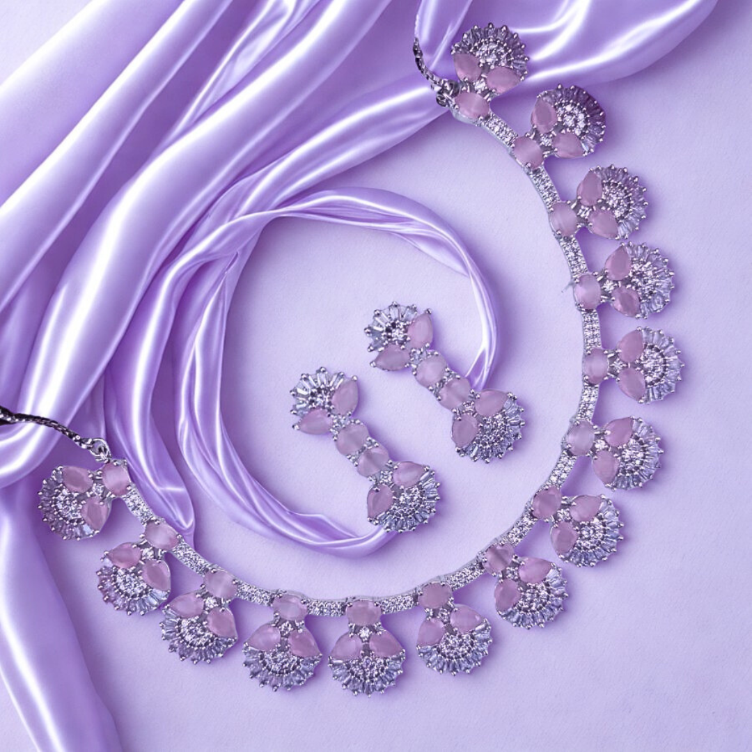 RadiantAmericanDiamondNecklaceSet-PINK-ADNeck8924