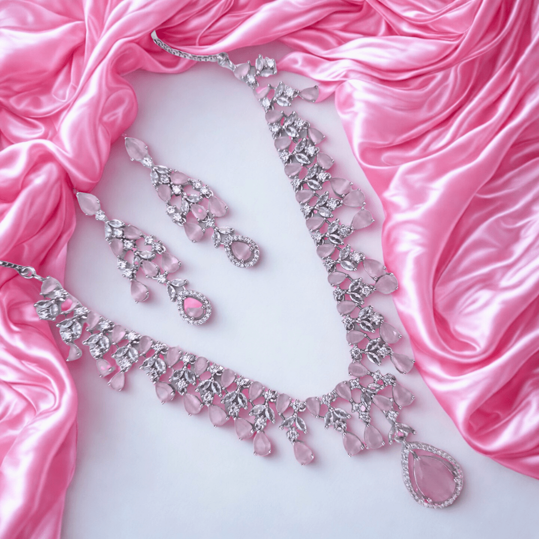 Royal American Diamond Necklace Set for Women Party Festive Wear - Bellavera Jewels
