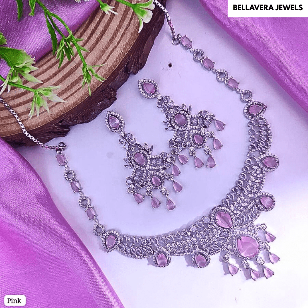 Royal Radiance Bridal American Diamond Necklace Set - Bellavera Jewels