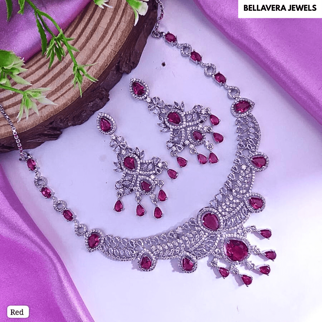 Royal Radiance Bridal American Diamond Necklace Set - Bellavera Jewels