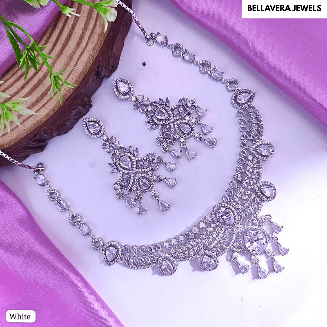 Royal Radiance Bridal American Diamond Necklace Set - Bellavera Jewels