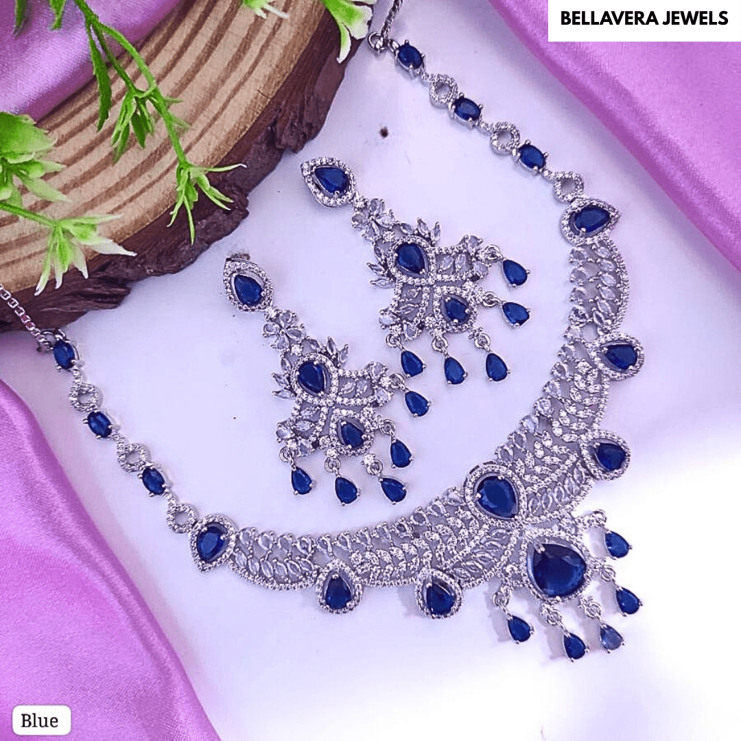 Royal Radiance Bridal American Diamond Necklace Set - Bellavera Jewels