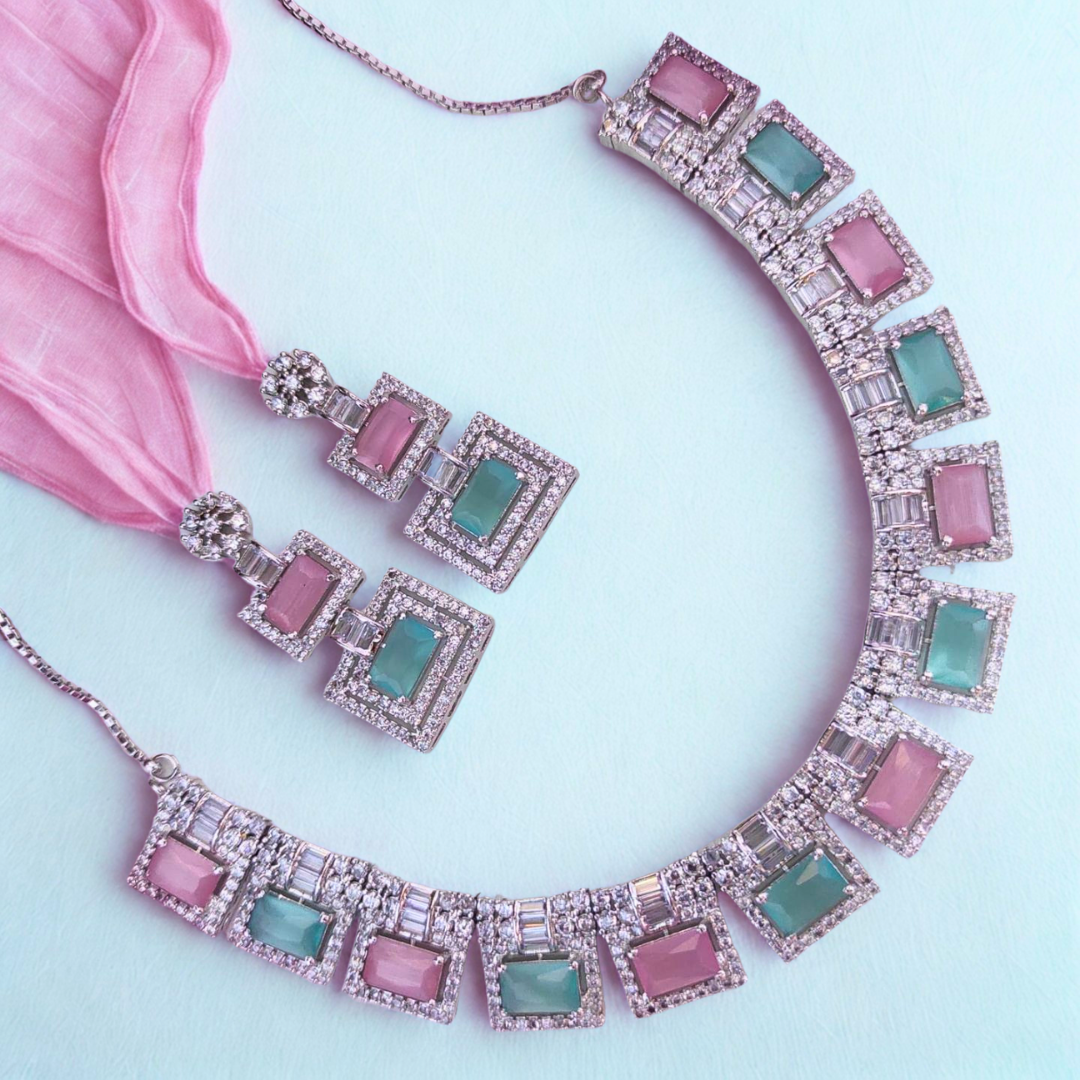 RoyalSparkleADNecklaceSetwithEarrings_Wedding_PartyWear-MultiColourADNeck7946