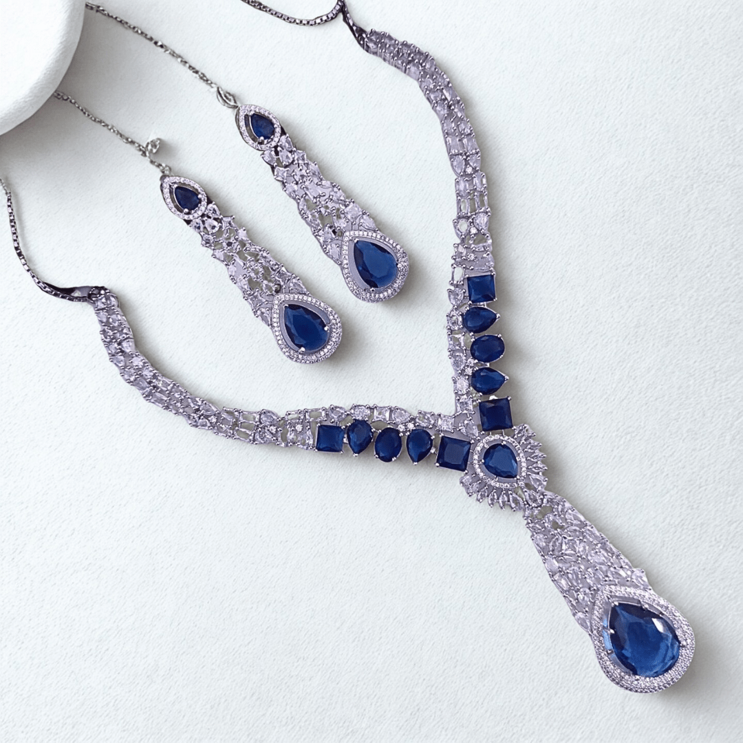 Royal Stone AD Necklace Set – Designer Bridal Jewelry for Weddings & Parties - Bellavera Jewels