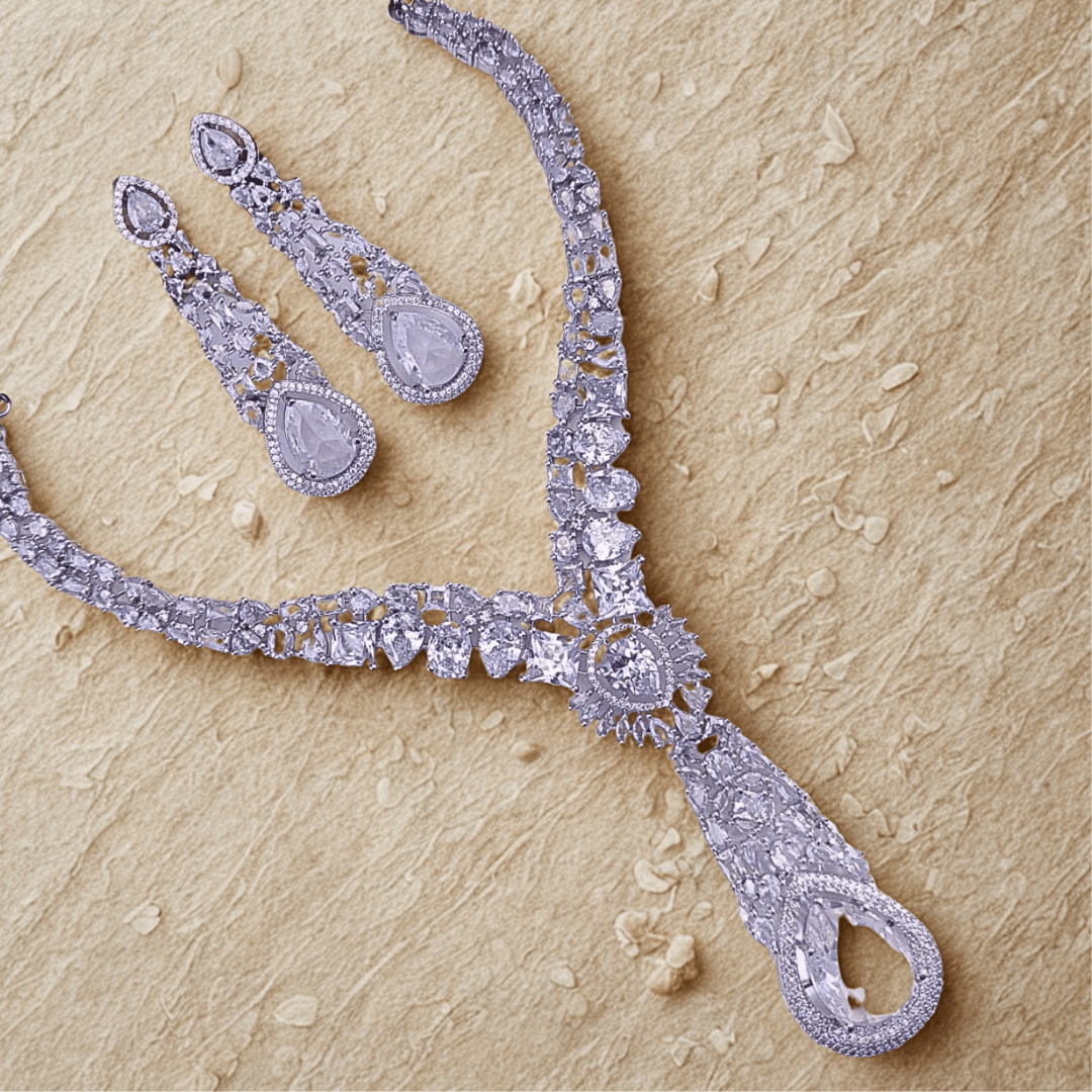 Royal Stone AD Necklace Set – Designer Bridal Jewelry for Weddings & Parties - Bellavera Jewels