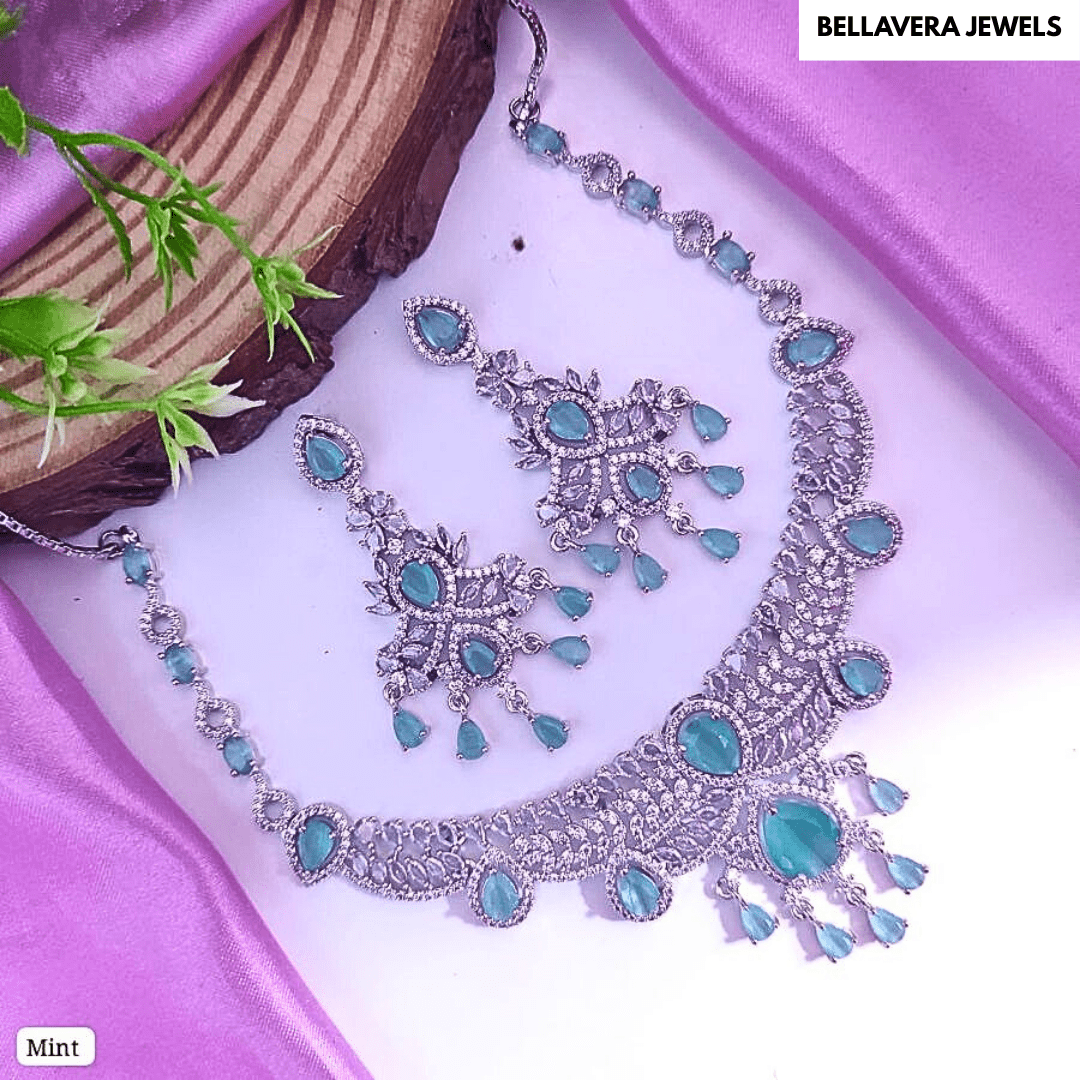 Royal Radiance Bridal American Diamond Necklace Set - Bellavera Jewels