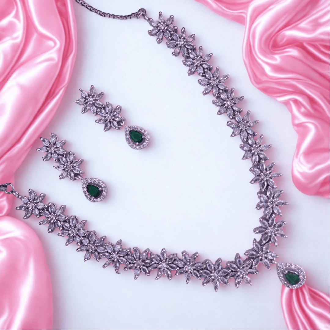 The Sparkle Trio – American Diamond Jewelry Set of 3 (Necklace + 2 Pendants) - Bellavera Jewels