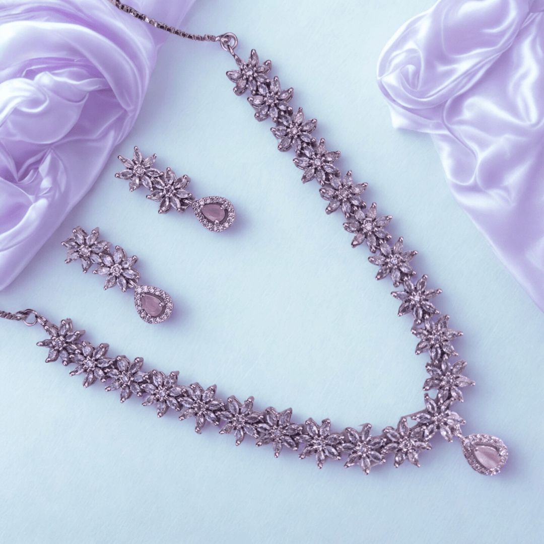 The Sparkle Trio – American Diamond Jewelry Set of 3 (Necklace + 2 Pendants) - Bellavera Jewels