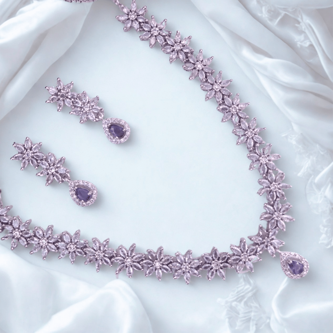 The Sparkle Trio – American Diamond Jewelry Set of 3 (Necklace + 2 Pendants) - Bellavera Jewels