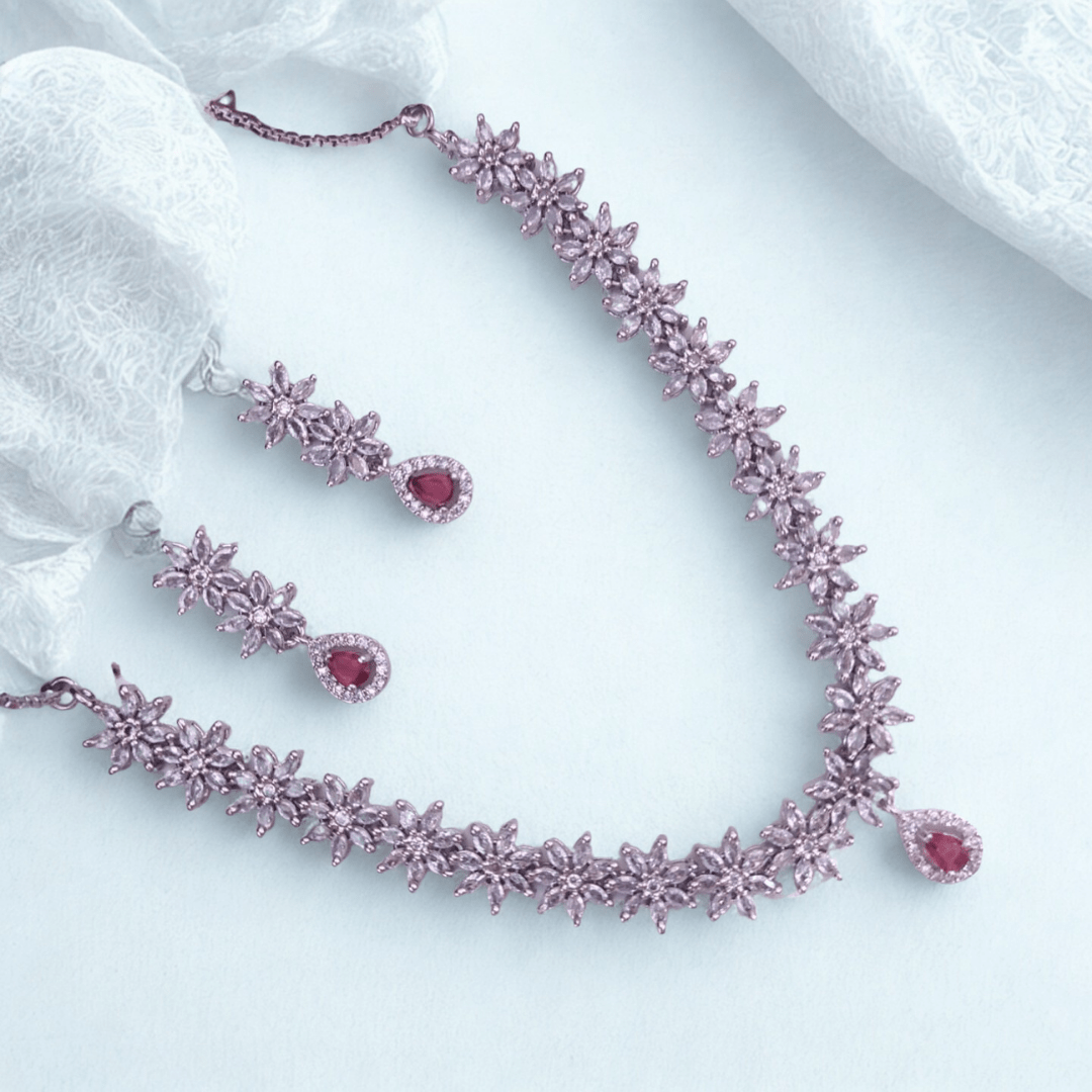 The Sparkle Trio – American Diamond Jewelry Set of 3 (Necklace + 2 Pendants) - Bellavera Jewels
