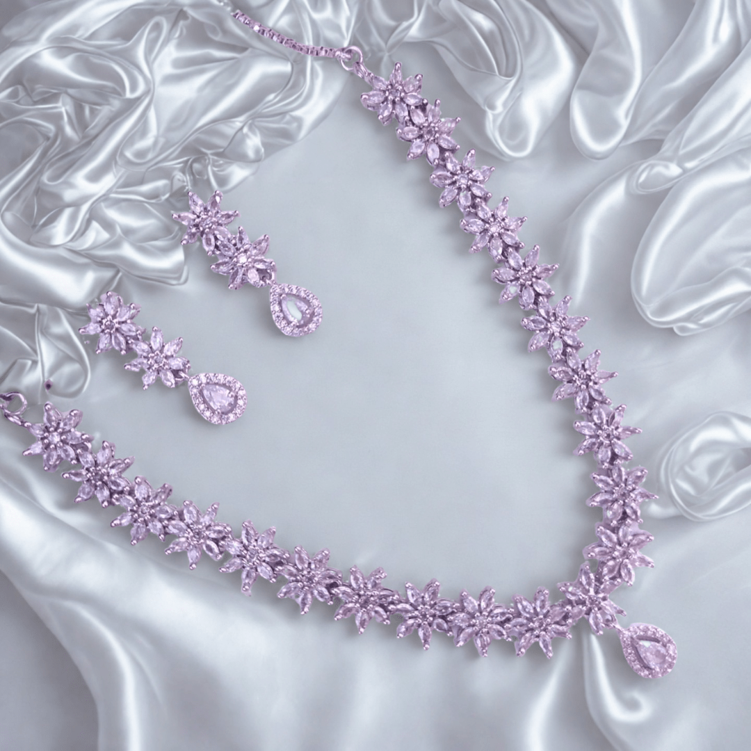 The Sparkle Trio – American Diamond Jewelry Set of 3 (Necklace + 2 Pendants) - Bellavera Jewels