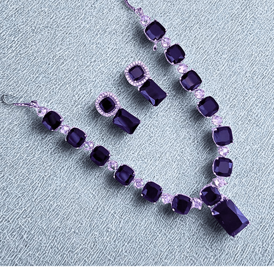 Statement American Diamond Necklace Set for Women | Bold Party Wear Jewelry for Weddings & Events - Bellavera Jewels