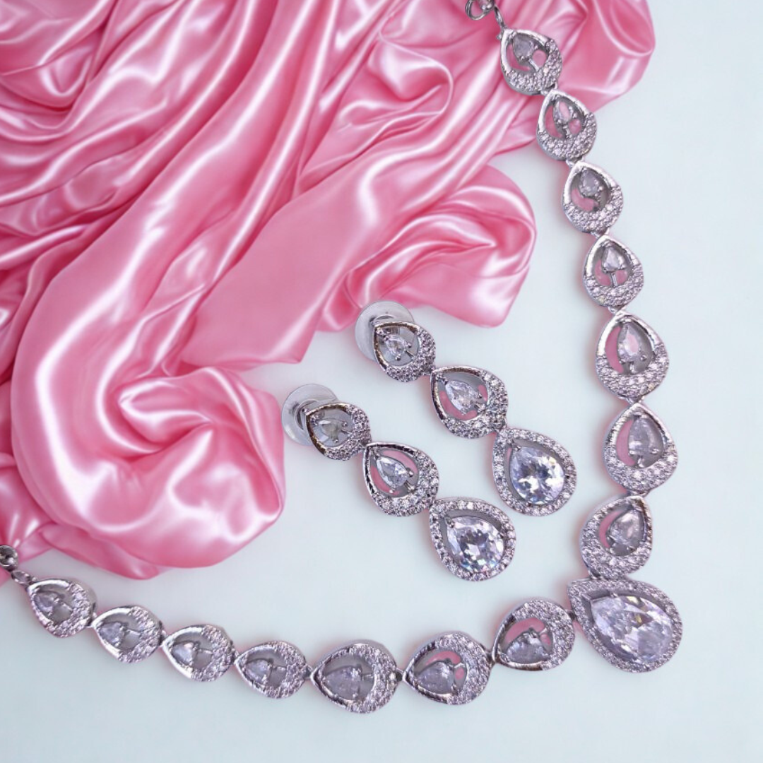 TeardropAmericanDiamondNecklaceSet-WHITE-ADNeck9058