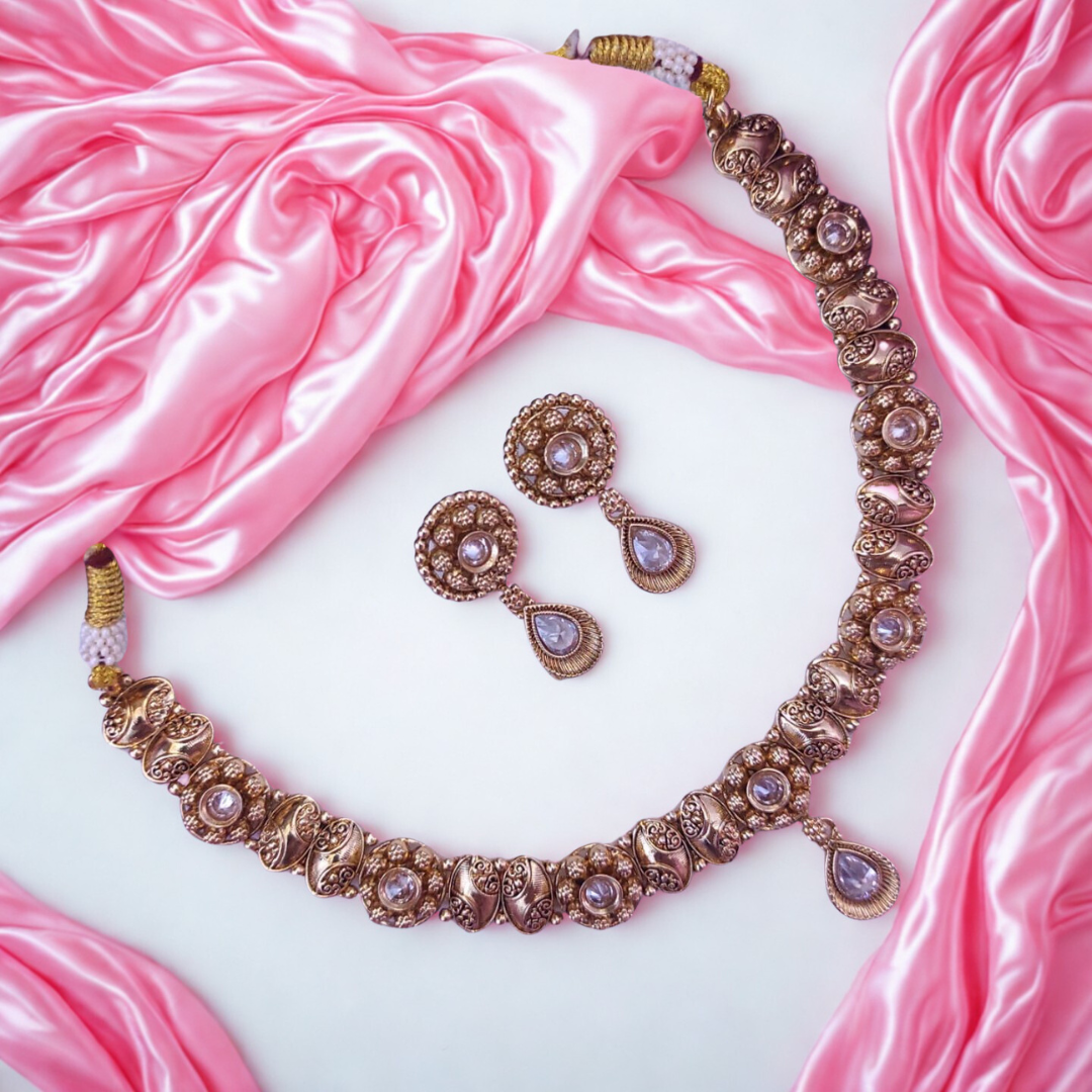 Traditional Gold Plated Indian Necklace Set-RN70