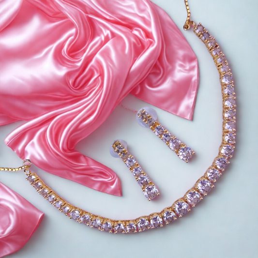 AmericanDiamondNecklaceSetwithStudEarrings-GOLD-ADNeck8907