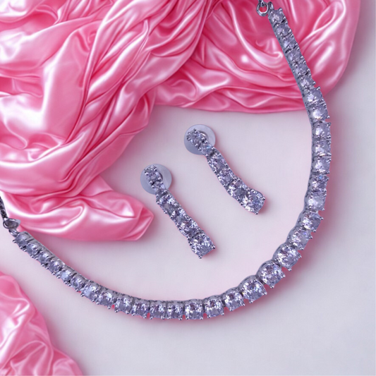 AmericanDiamondNecklaceSetwithStudEarrings-SILVER-ADNeck8906