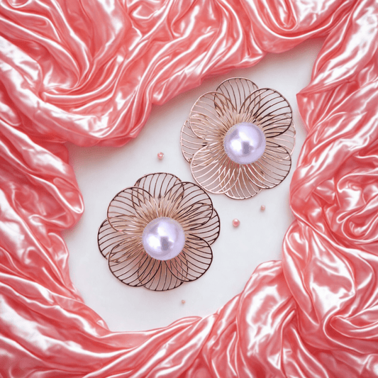Anti - Tarnish Bloom Pearl Earrings - Bellavera Jewels