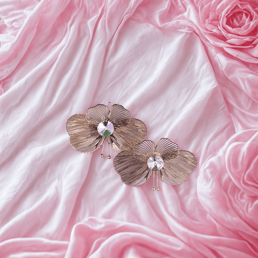 Anti - Tarnish Floral Wire Earrings - Lightweight Crystal Studs for Girls - Bellavera Jewels