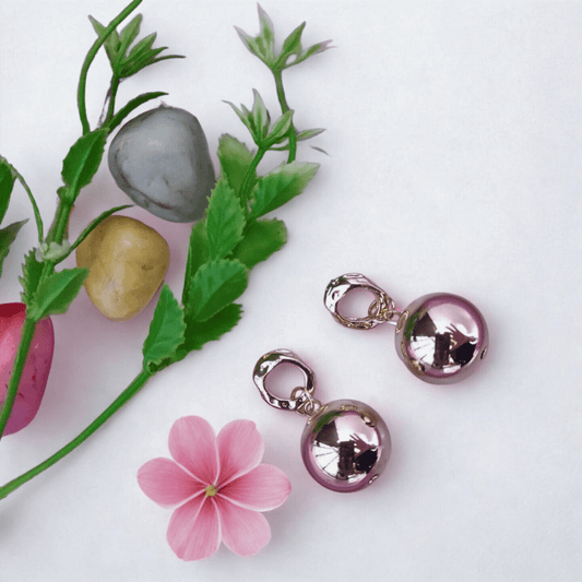 Anti - Tarnish Gold Polish Ball Drop Earrings - Glossy Spherical Statement Earrings for Women - Bellavera Jewels