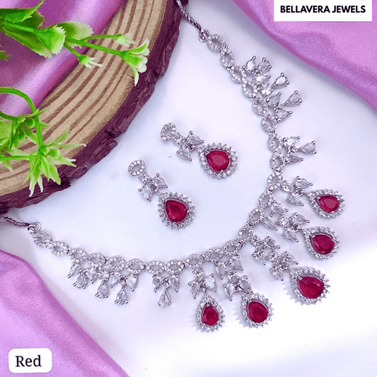 Crystal Radiance American Diamond Necklace Set - Bellavera Jewels